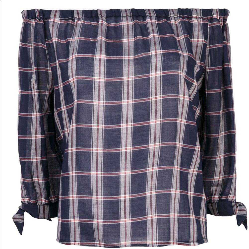 Paige checked off-shoulders blouse